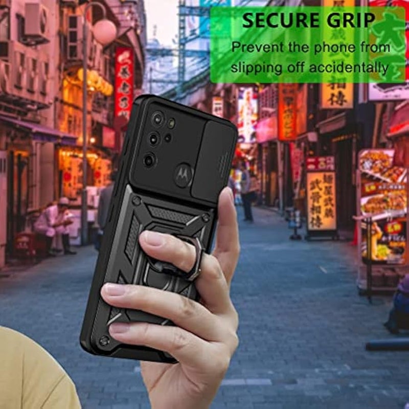 Case for Motorola Moto G60S with Slide Camera Cover,Military Grade Heavy Duty Protection Phone Case Cover with Magnetic Ring Kickstand for Motorola Moto G60S SJ Gold - Image 3